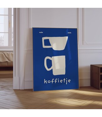 Mella Mella  Poster - Koffietje - Blauw + Beige - B2