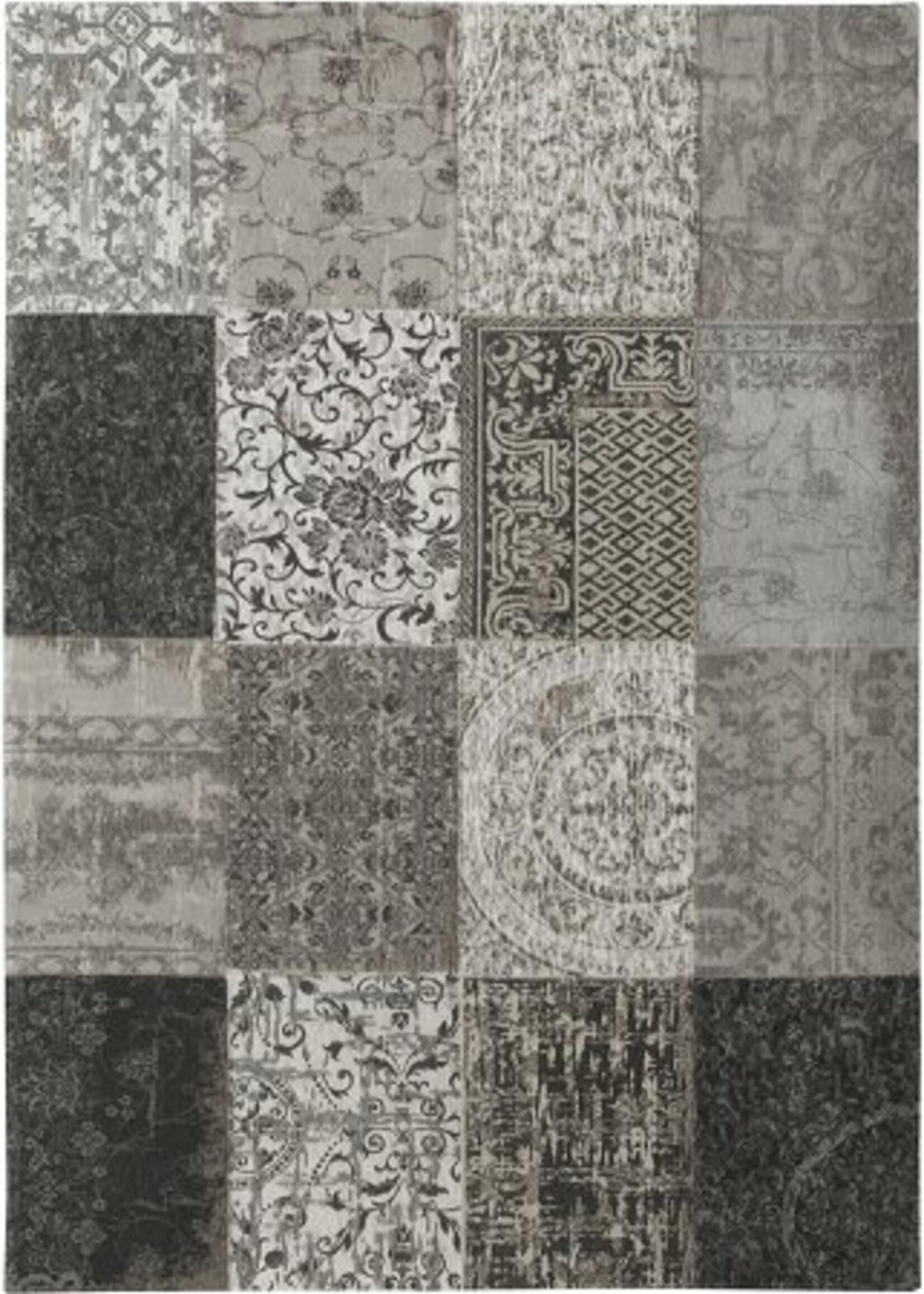 Vloerkleed patchwork zwart wit