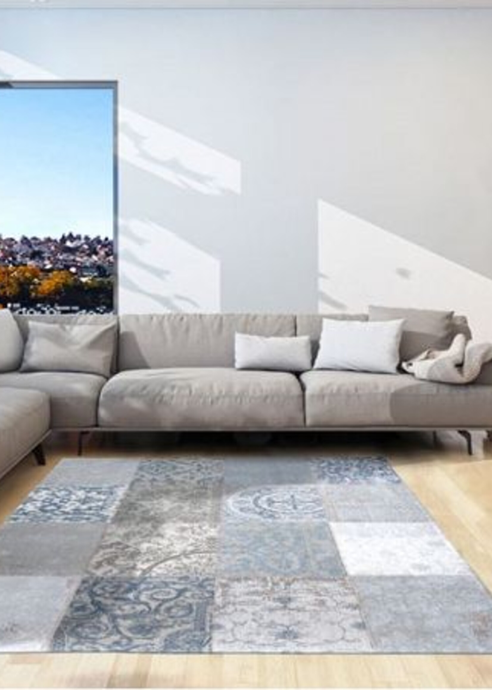 Vloerkleed patchwork brugesblauw