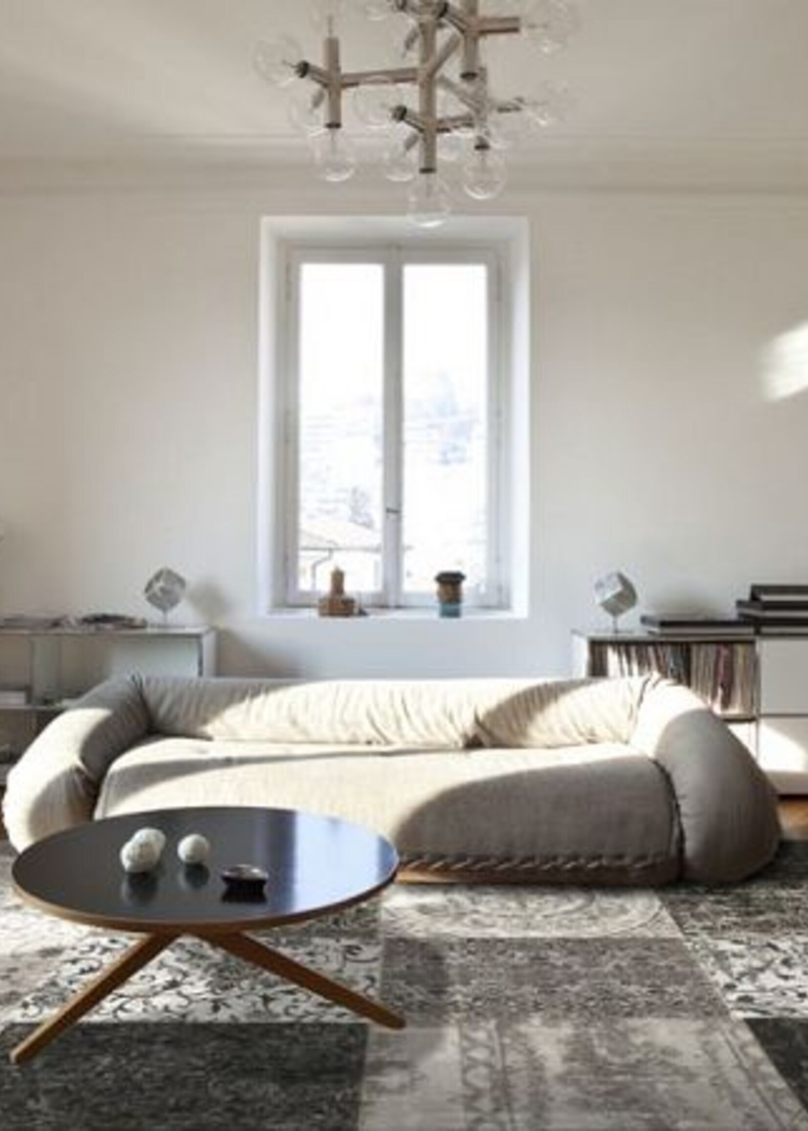 Vloerkleed patchwork zwart wit