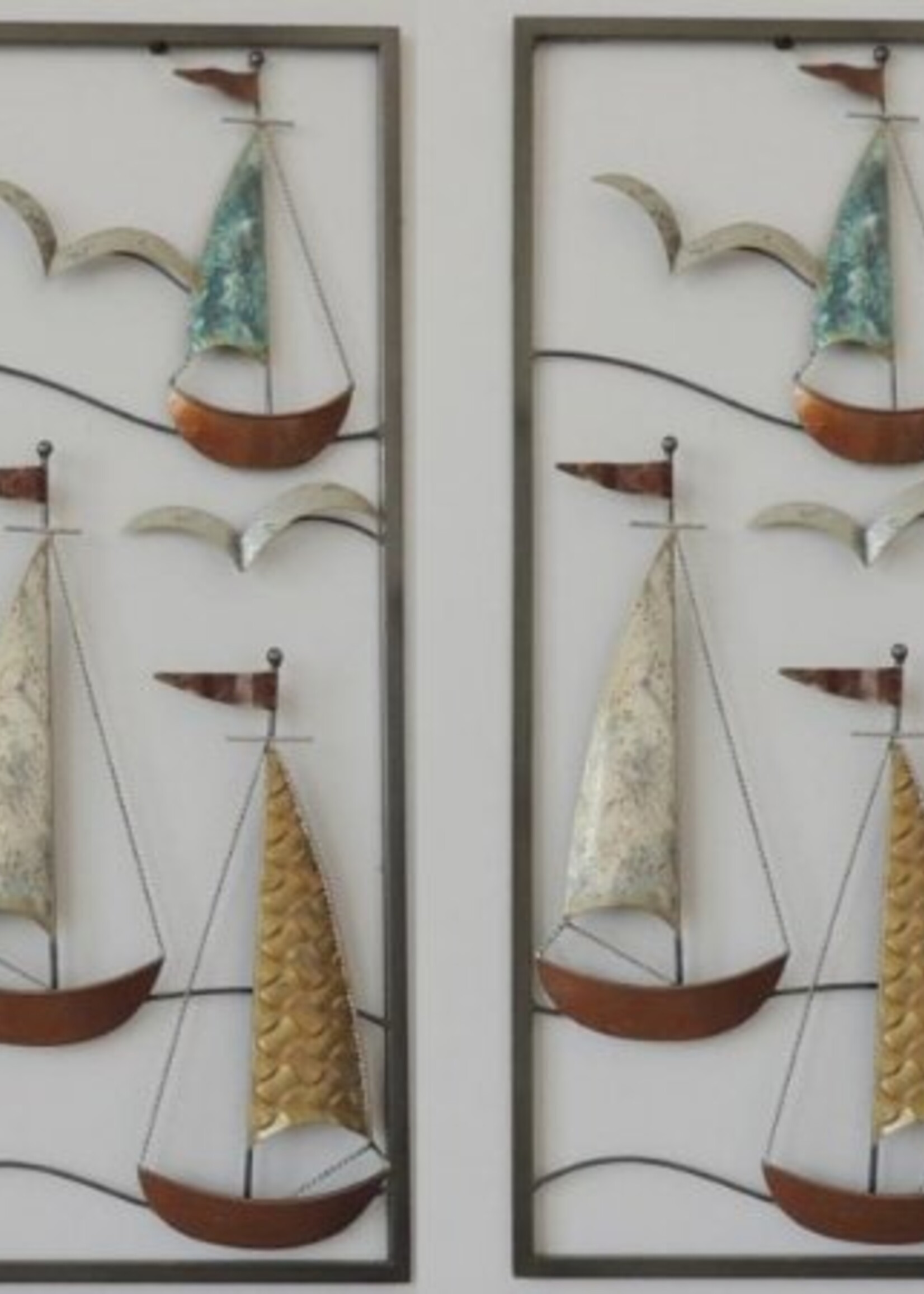 Muurdecoratie metaal zeilschepen