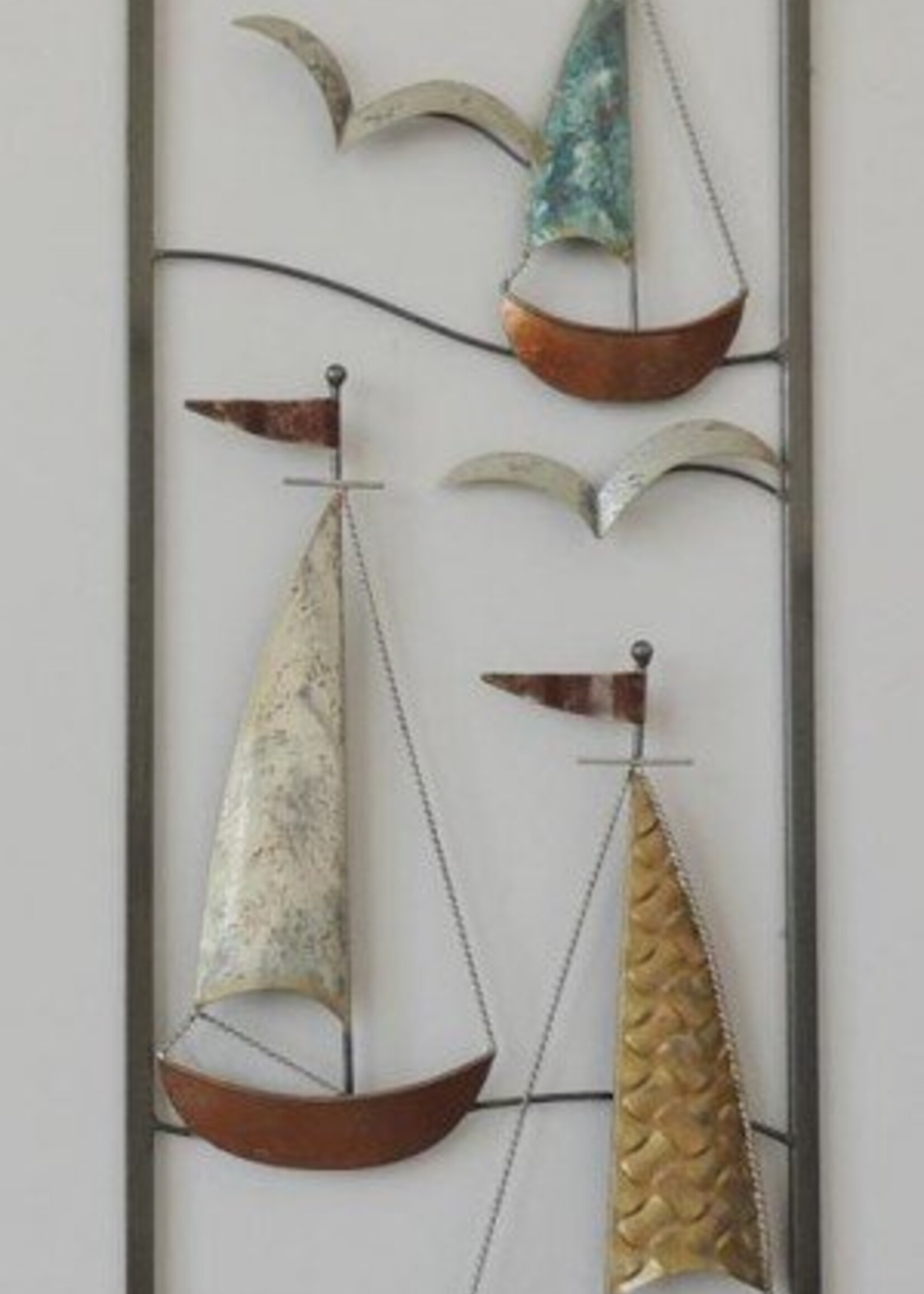 Muurdecoratie metaal zeilschepen