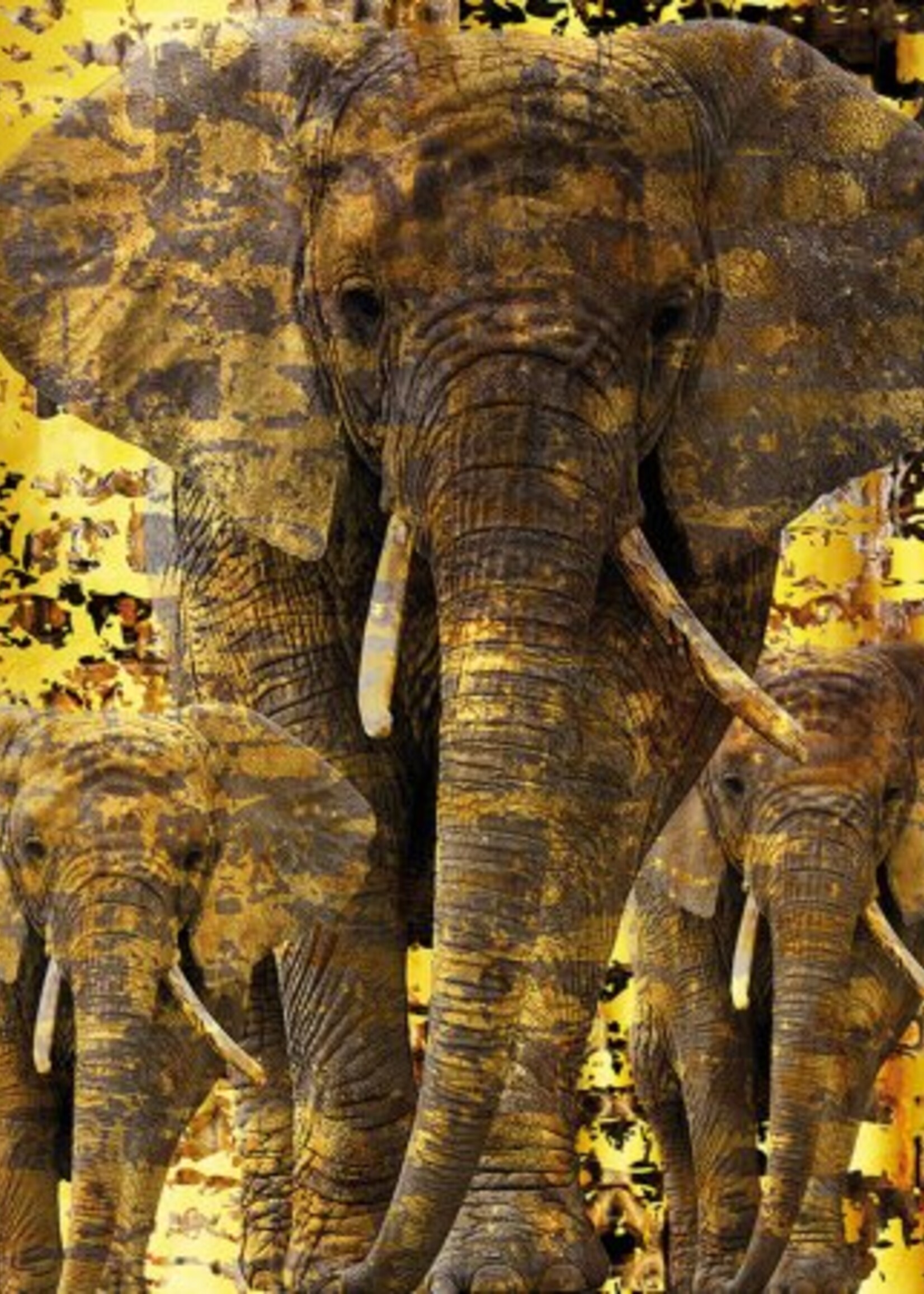 Wanddecoratie "Golden elephants"