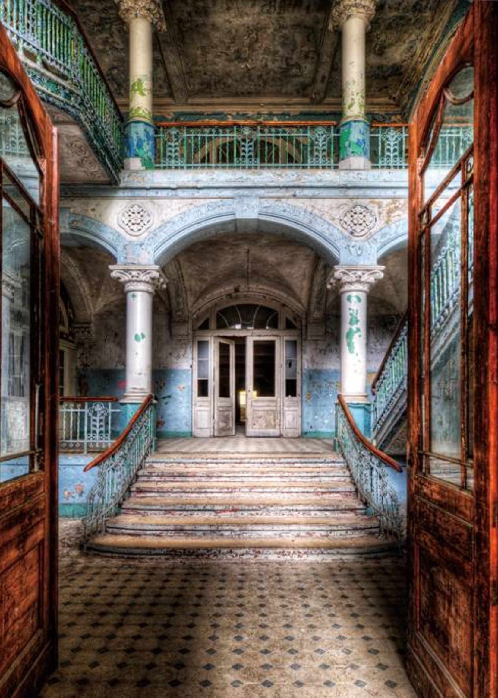 Glazen wanddecoratie "Old building"