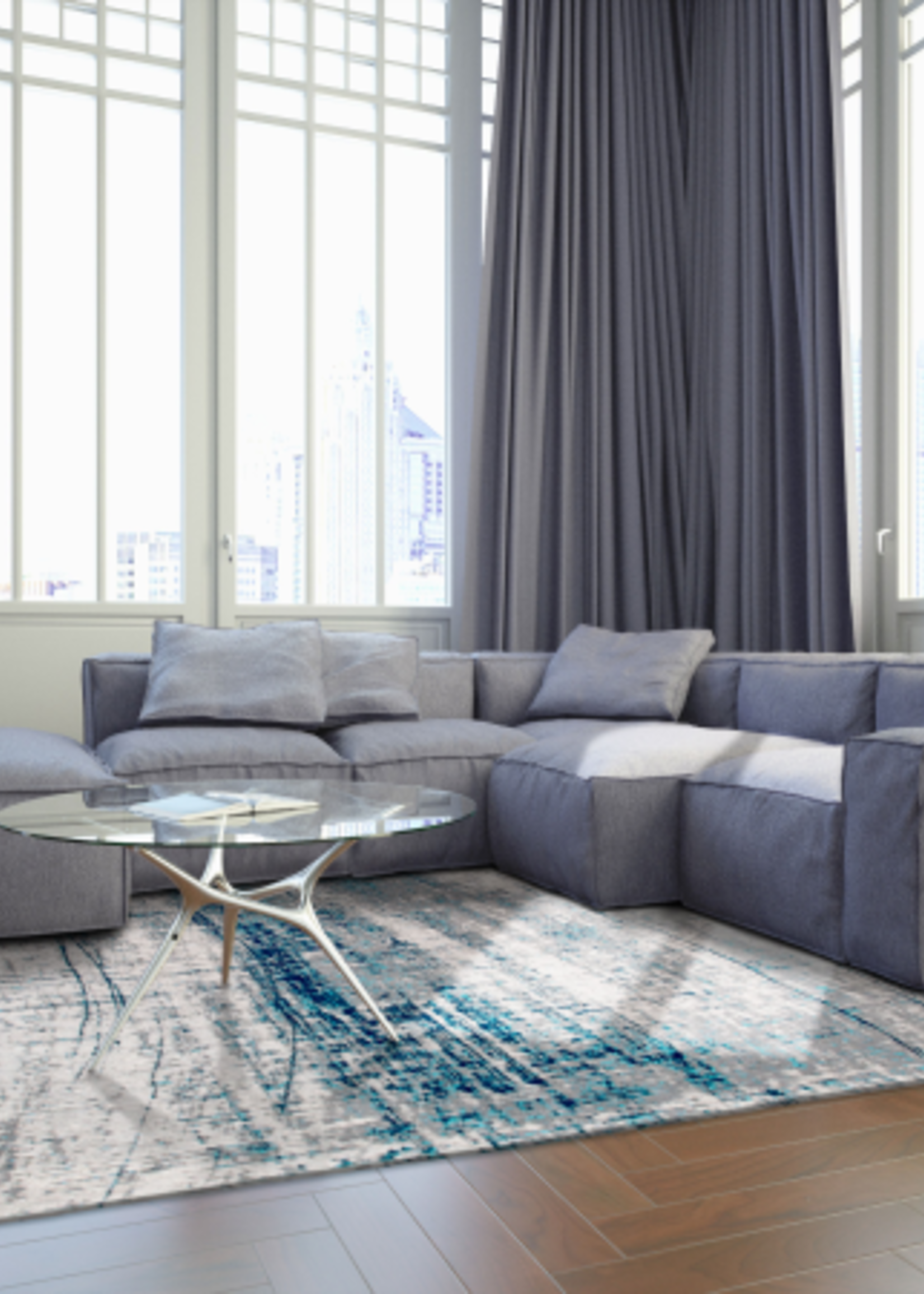 Vloerkleed  Mad men Griff Blauw