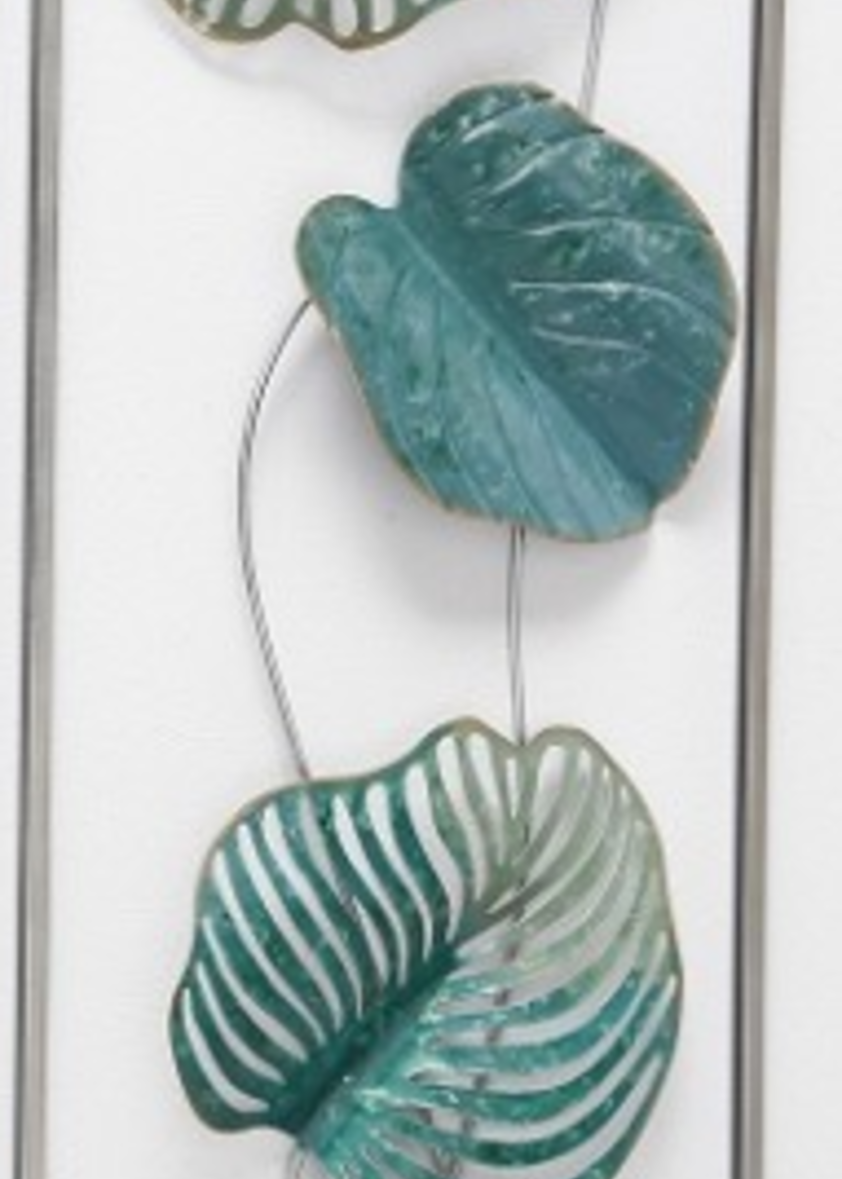 Metalen wanddecoratie Bladeren groen