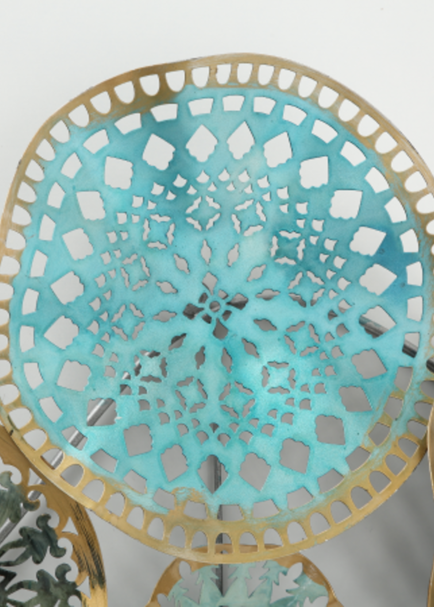 Metalen wanddecoratie cirkels zeegroen