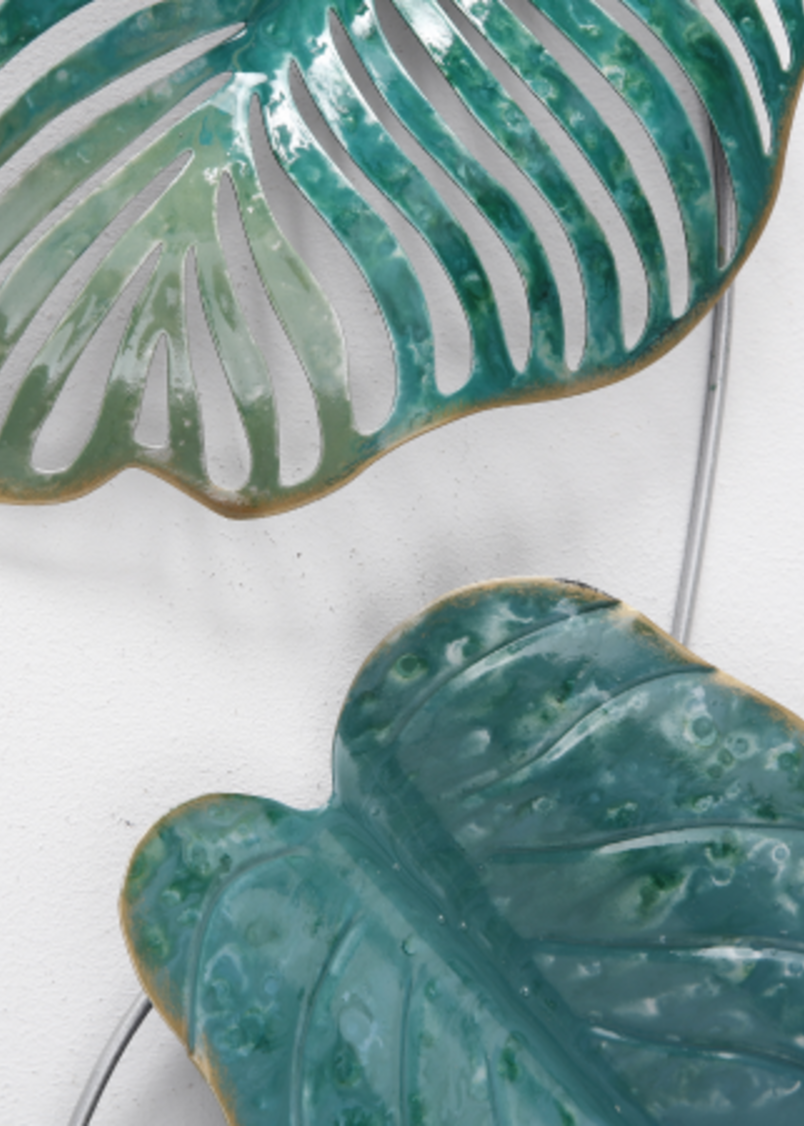 Metalen wanddecoratie Bladeren groen