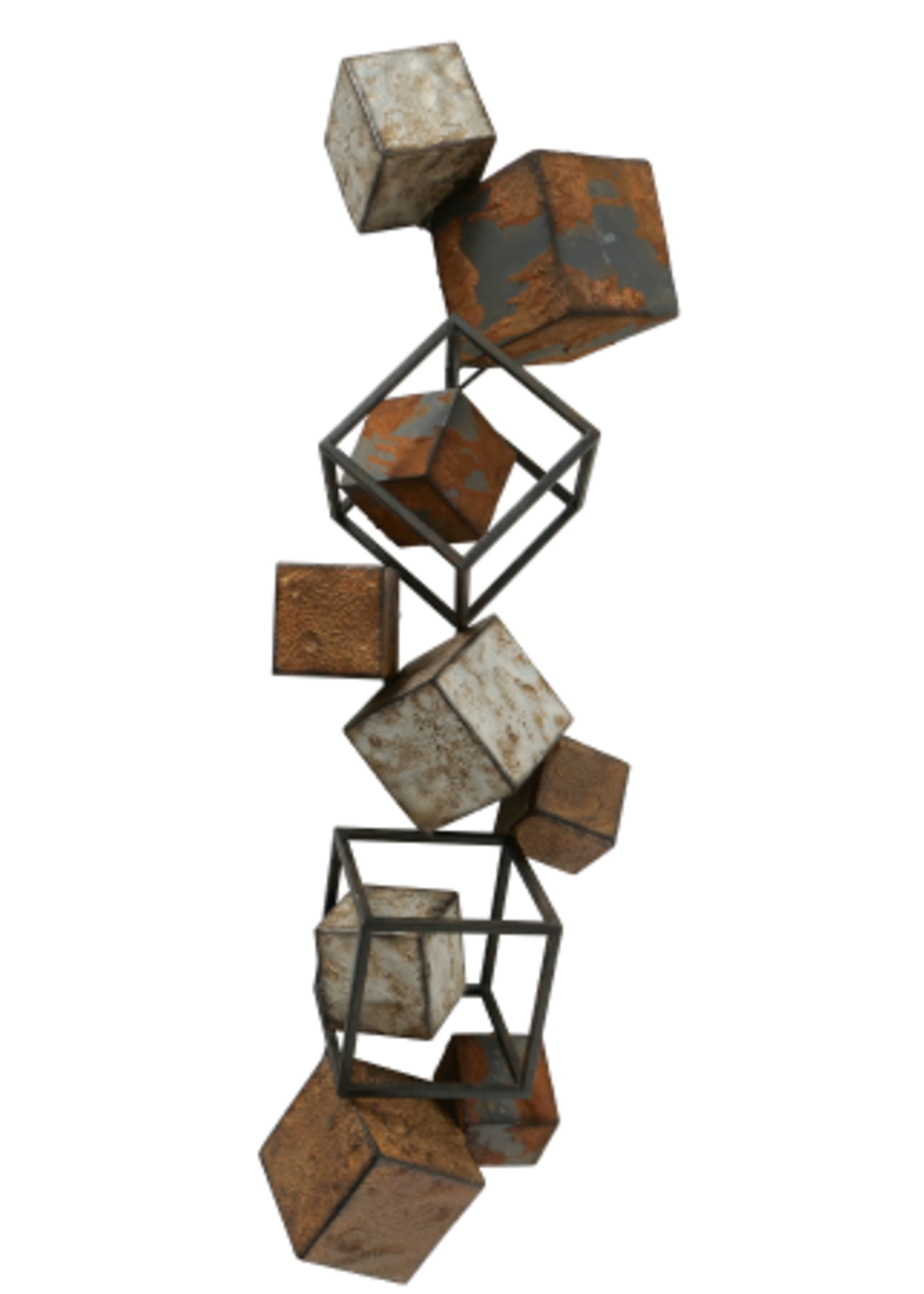 Metalen wanddecoratie Robuuste kubussen