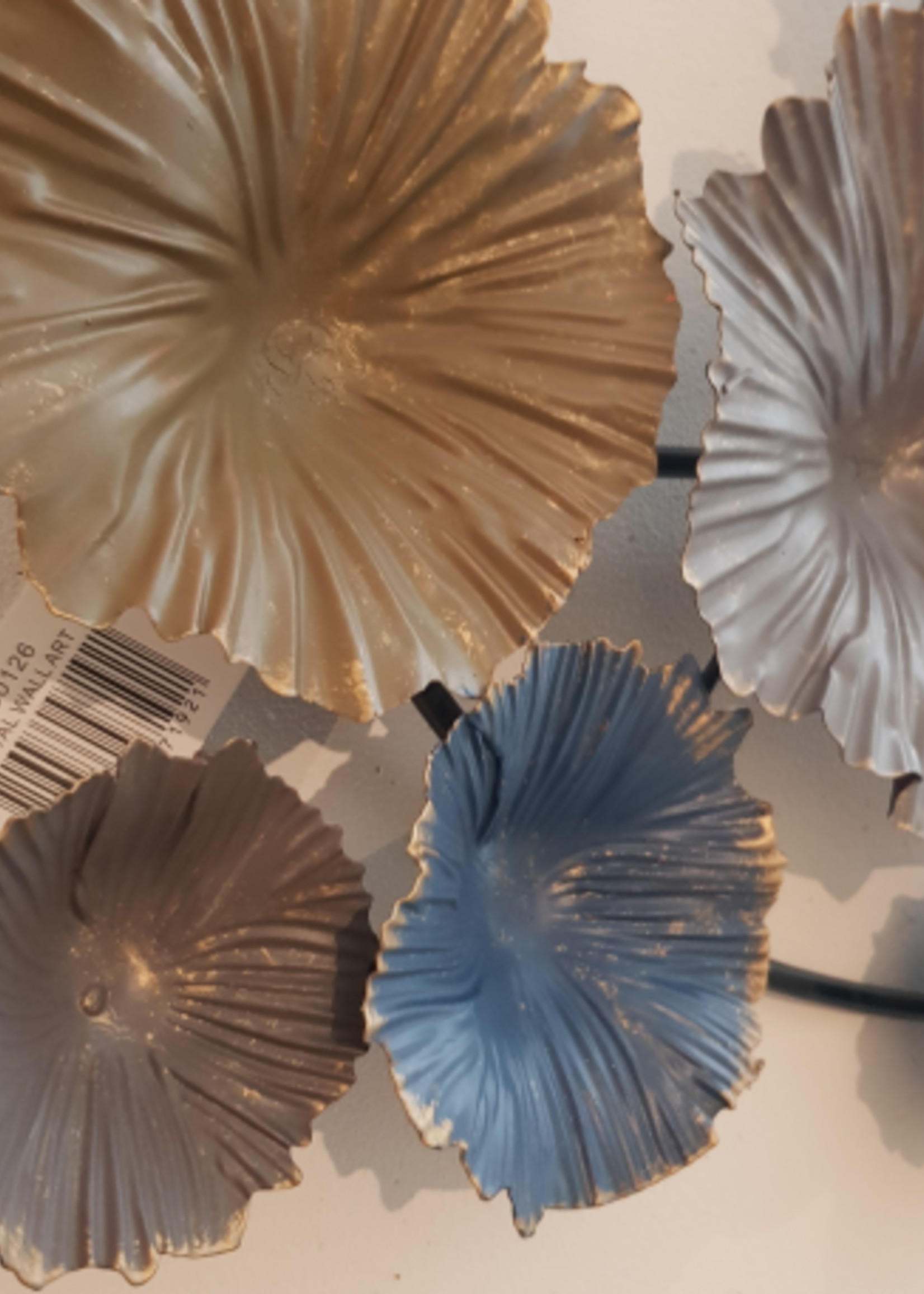 Metalen wanddecoratie Cirkels blauw/zilver/goud mat