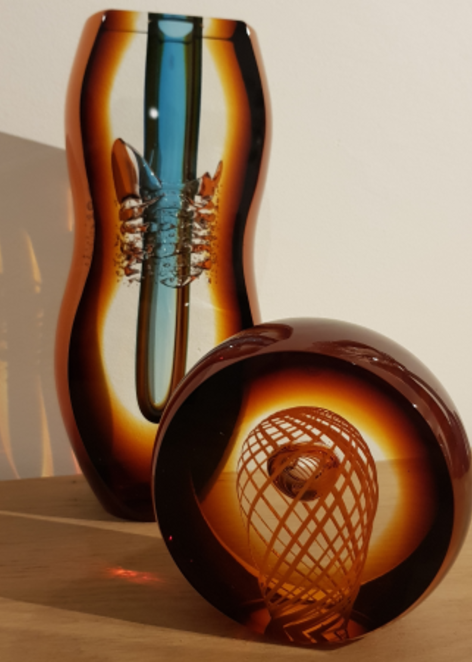 Kristallen object Boheems Kristal Oranje Bruin