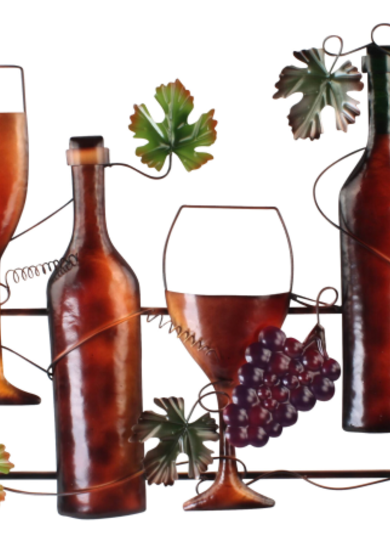 Metalen wanddecoratie Wijnflessen