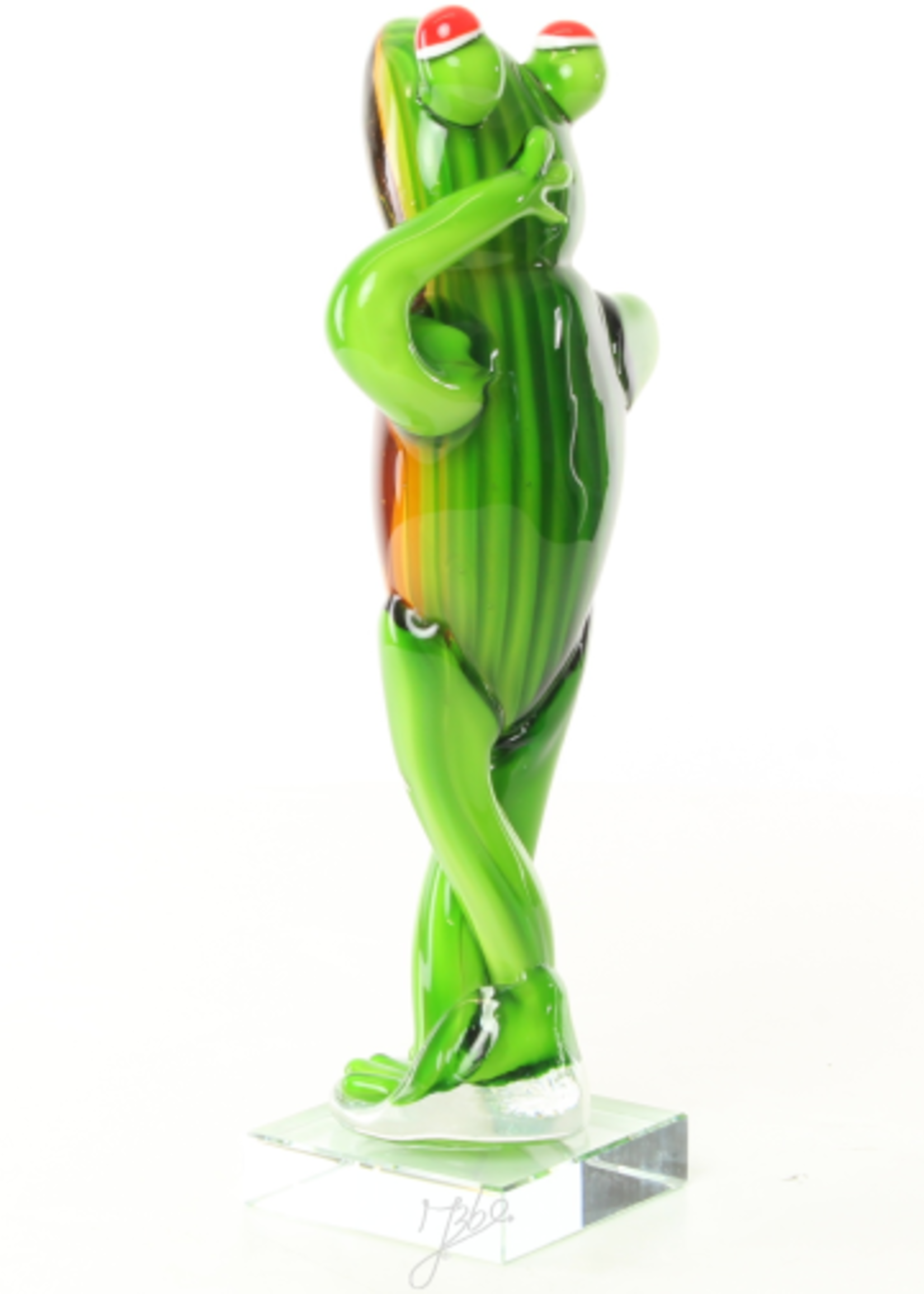 Glassculptuur staande kikker