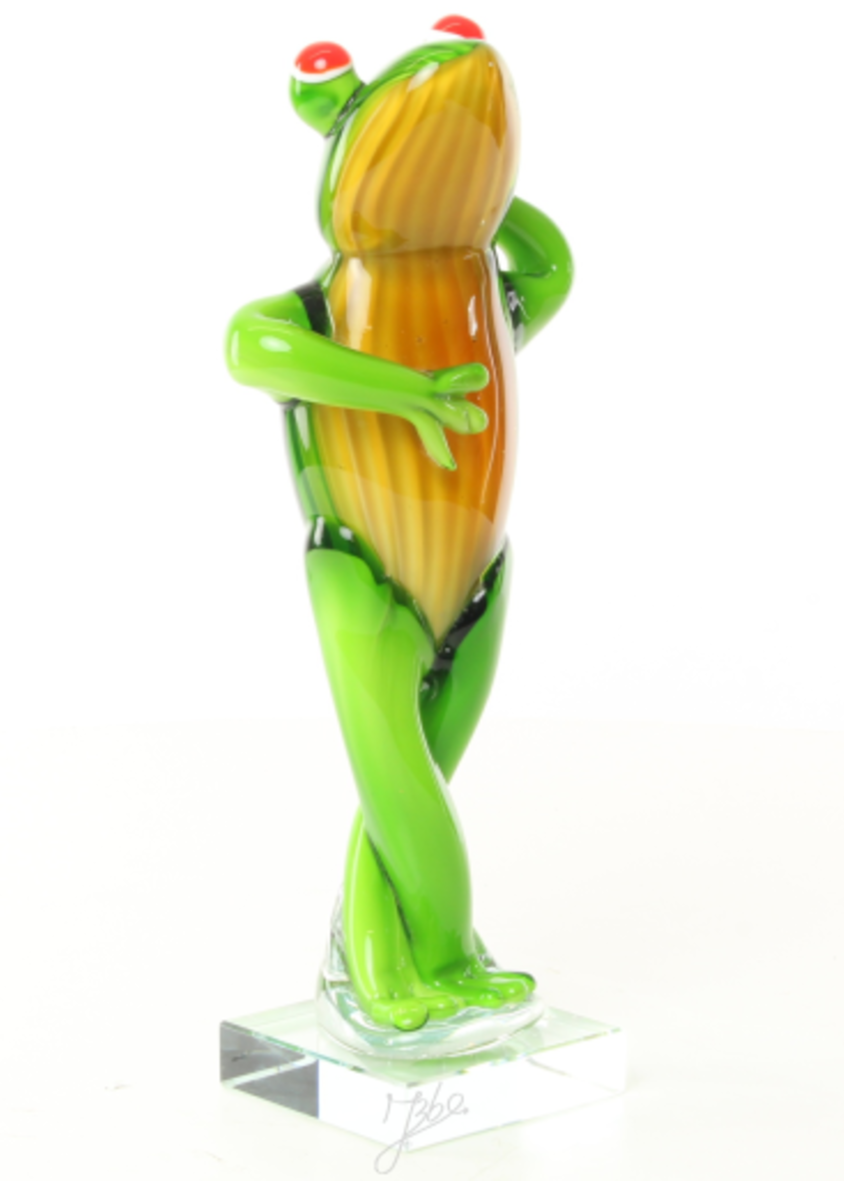 Glassculptuur staande kikker