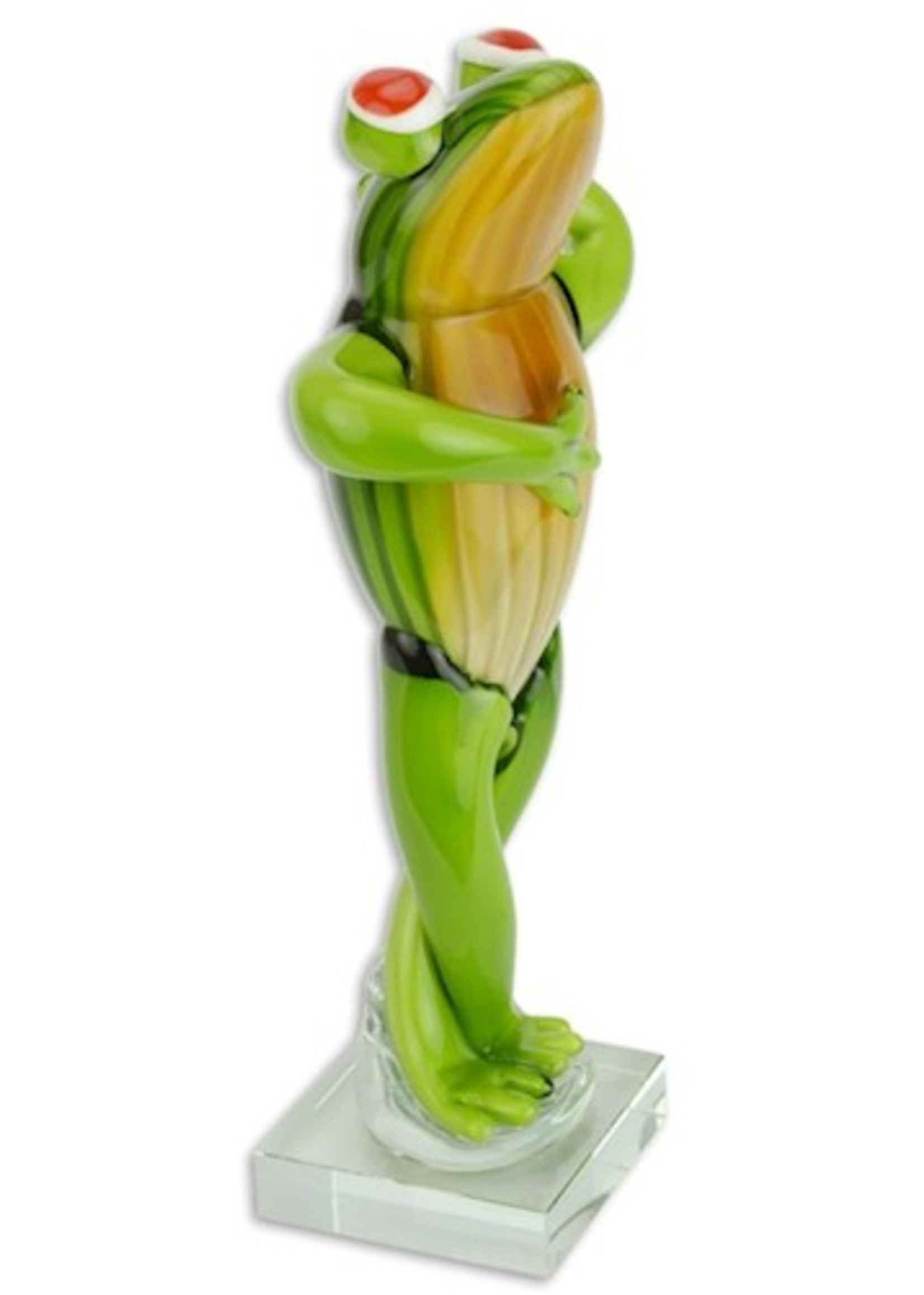 Glassculptuur staande kikker