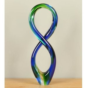 Glasdecoratie glassculptuur Groen / blauw