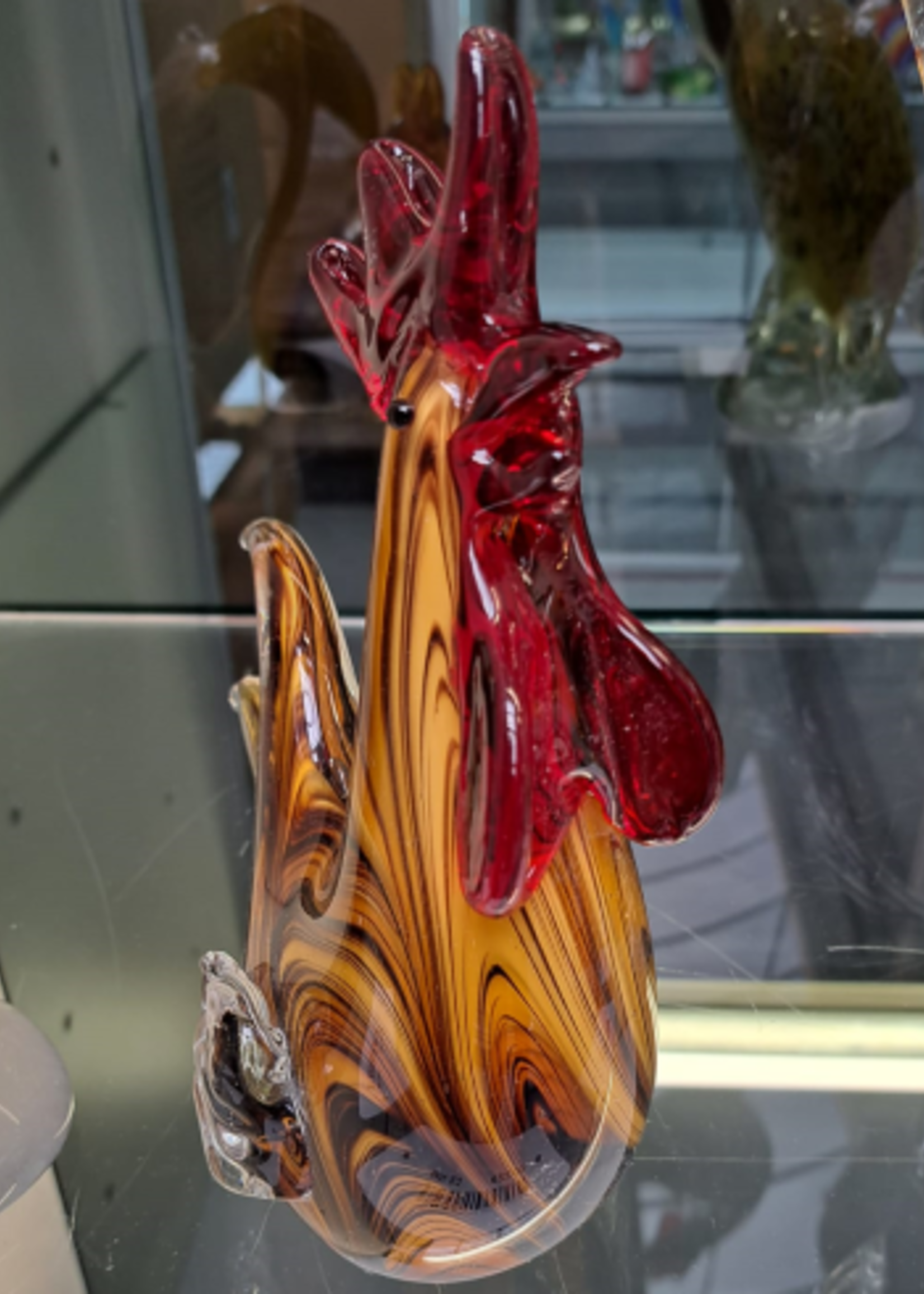 Glasdecoratie glassculptuur Gouden haan