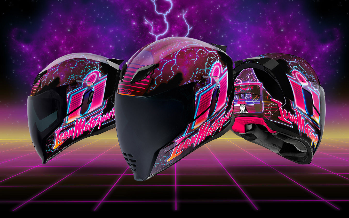 icon AIRFLITE HELMET SYNTHWAVE 美品 Icon Airflite Helmet Synthwave Purple - Speed Addicts