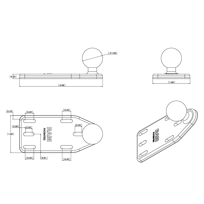 RAM RESERVOIR COVER with 1inch SIDE BALL RAM-B-346 (SKU 3603)