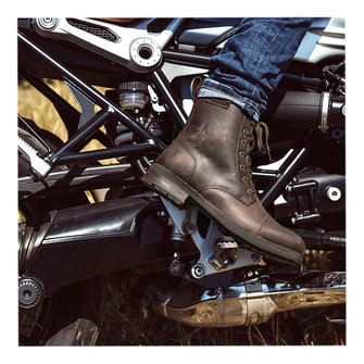 Bottes Segura Edmond, chaussure moto vintage, cuir marron