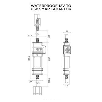 Quad Lock Waterproof 12V to USB Smart Adaptor
