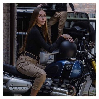 MILA CARGO BEIGE - Motorcycle Jeans for Women with Chino Style