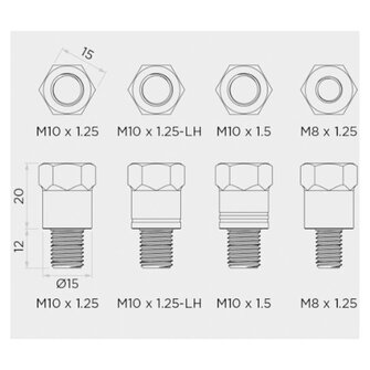 Quad Lock Mirror Stem Mount Adapter Kit M8/M10