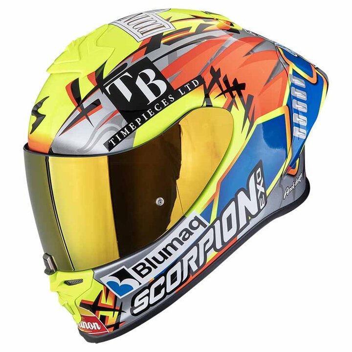 Scorpion EXO-R1 EVO II AIR Aron Misano Silver/Neon Yellow/Blue