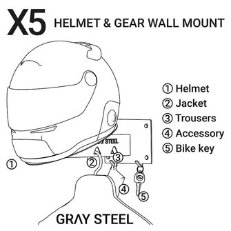 Gray Steel X5 Helmet & Gear Wall Mount