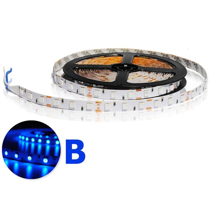 LED en bande auto-adhésive 5050 60 LED/m Bleu - par 50cm