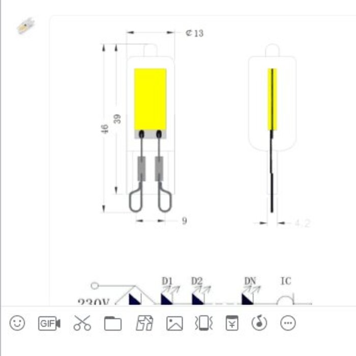 230V G9 COB LED Lamp 2 Watt