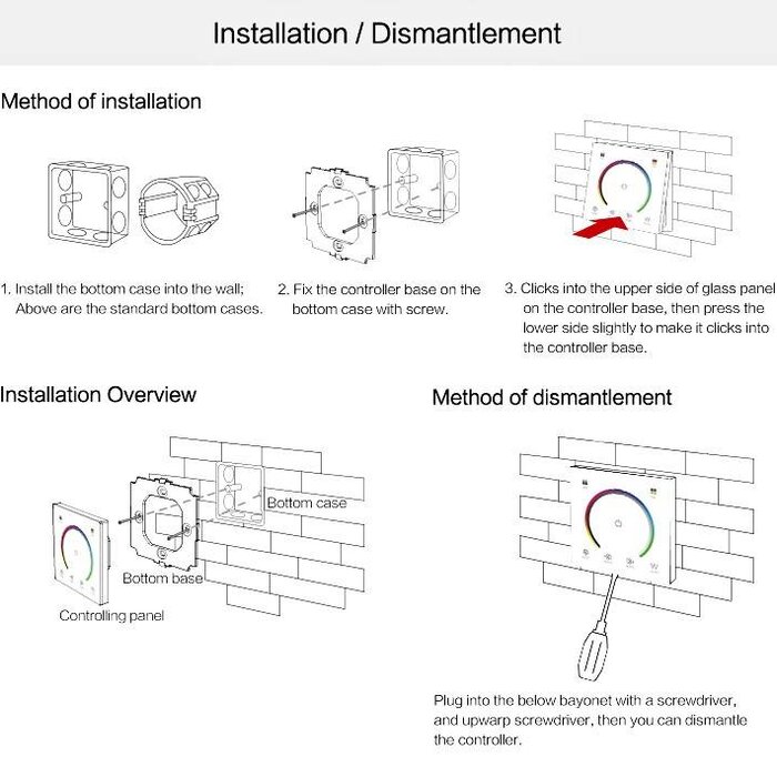 LED Wanddimmer RGBW Touch-Panel Weiß
