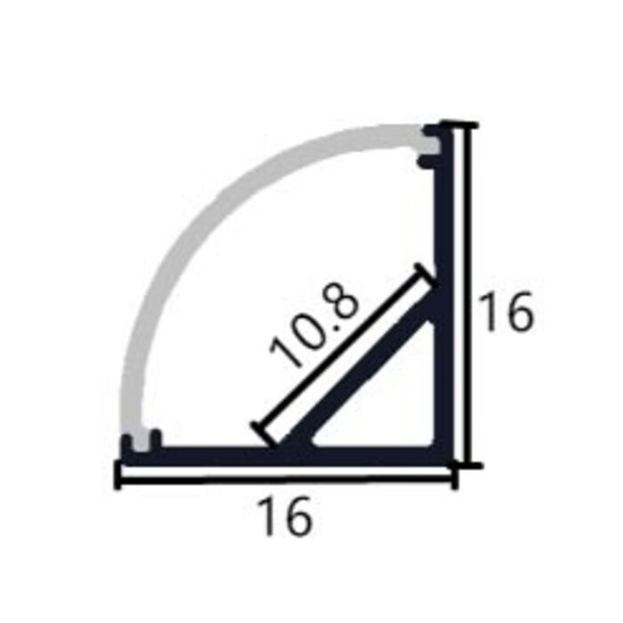 Corner Mount Aluminium profile 1616A - 1 Meter