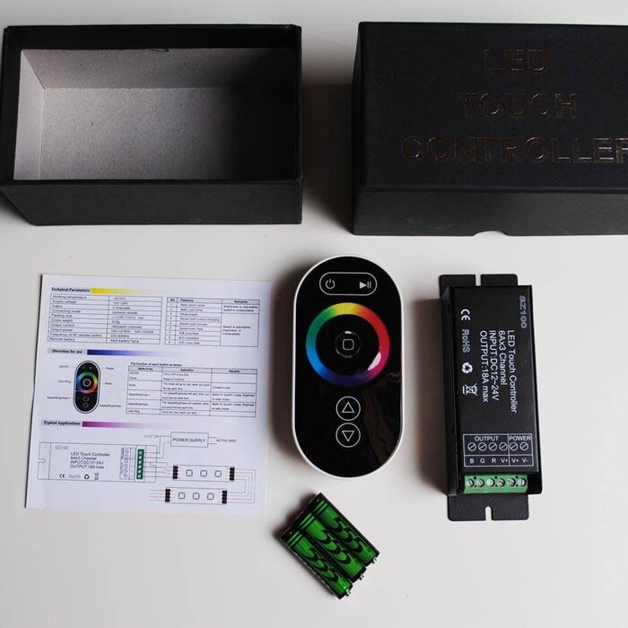 Controllore RGB con telecomando con Touch-Wheel - Nero. - 6 Key