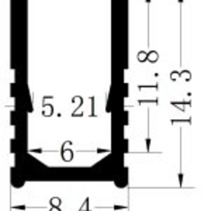 Perfil de aluminio 6x12 para Neon - 1 Metro