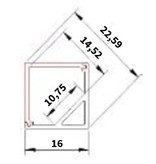 Aluminium Winkelschiene quadratisch 1 Meter - 45 Grad