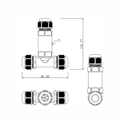 Conector de cable IP68 3 polos - T-Split