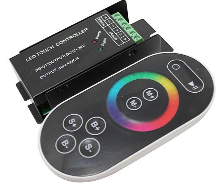 RGB Controller für RGB LED Streifen mit Touch-Fernbedienung - Schwarz - 8 Key