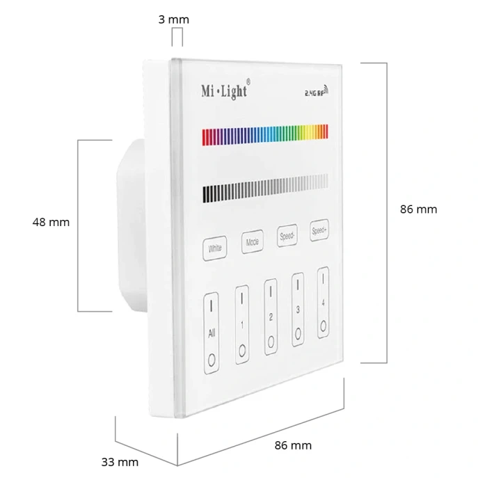 Miboxer Miboxer T3 RGBW 4 Zone draadloze wand controller