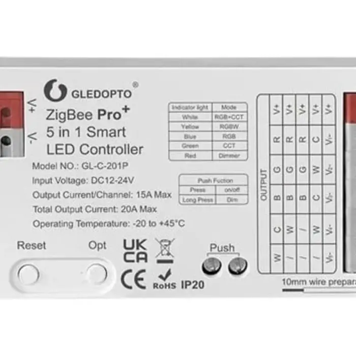 Controlador 5 in 1 Zigbee Gledopto GL-C-201P 20A