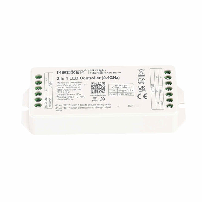 Miboxer Controller LED RF 2,4 GHz - 2 in 1 - Monocolore + CCT - Max. 20A - FUT035P+
