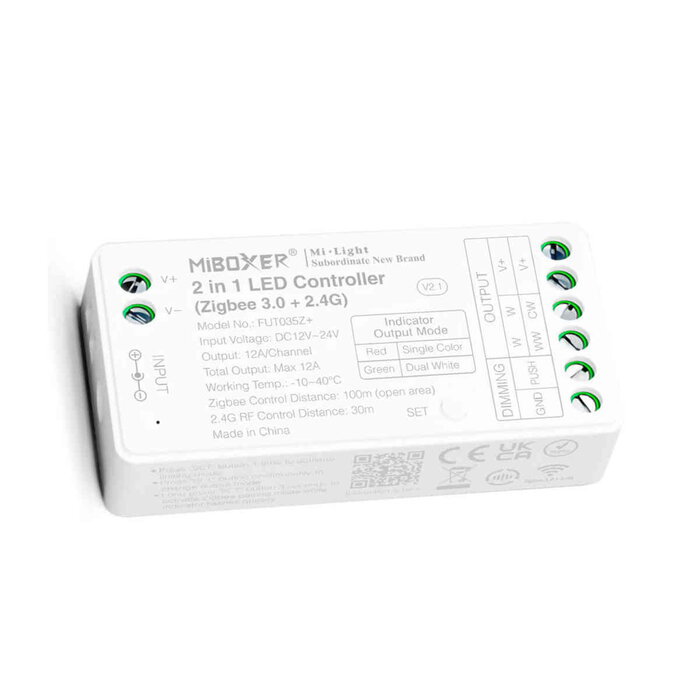 Miboxer Controller LED RF  & Zigbee 2,4 GHz - 2 in 1 - Monocolore + CCT - Max. 12A - FUT035Z+