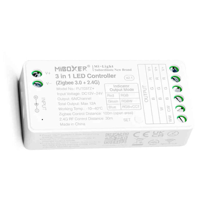 Miboxer Contrôleur LED RF & Zigbee  2,4 GHz - 3 en 1 - RGB / RGBW / RGBCCT - FUT037Z+