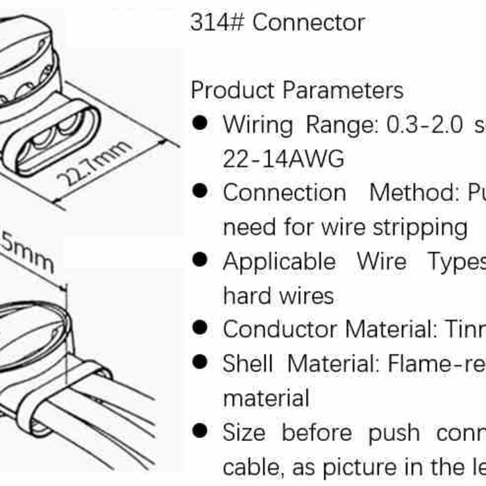 Waterproof 3-core Cable Connector with Silicone Gel