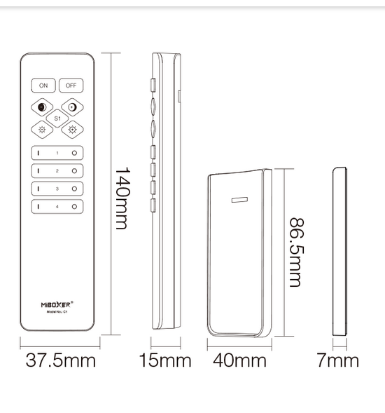 Miboxer 4 Zone CCT Fernbedienung RF 2.4Ghz C1