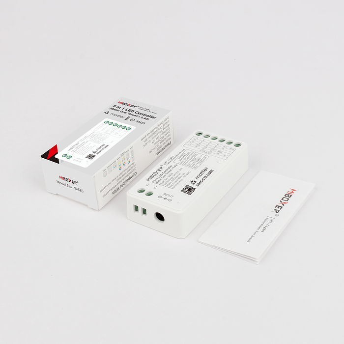 Miboxer SMZ5 5-in-1 Matter LED controller for LED strips (RGB, RGBW, RGB+CCT, CCT, single color) 12–48V – compatible with Matter ecosystems
