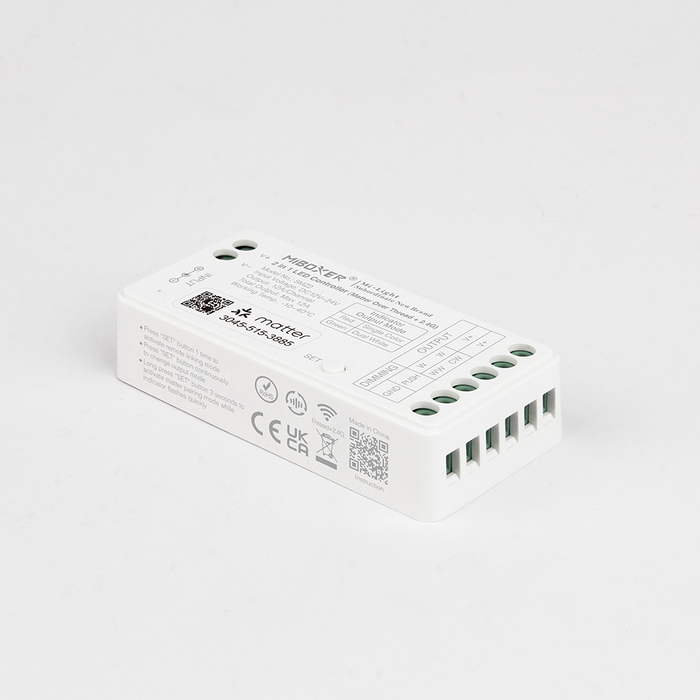 Miboxer Contrôleur LED Matter SMZ2 2-en-1 pour rubans LED (mono couleur / CCT) 12–24V – compatible écosystèmes Matter