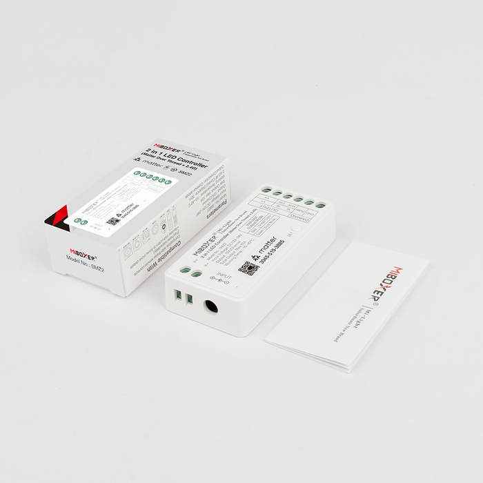 Miboxer SMZ2 2-in-1 Matter LED Controller für LED-Streifen (Single Color / CCT) 12–24V – kompatibel mit Matter-Systemen