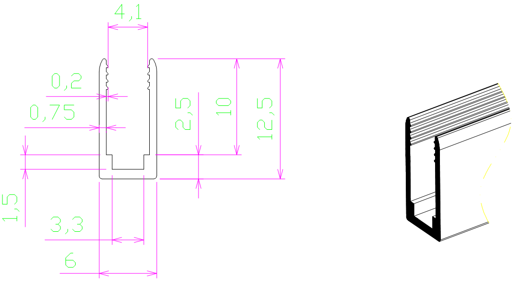 Aluminium montageprofiel 4x10mm Voor Enkelkleurige Neon - 1 Meter