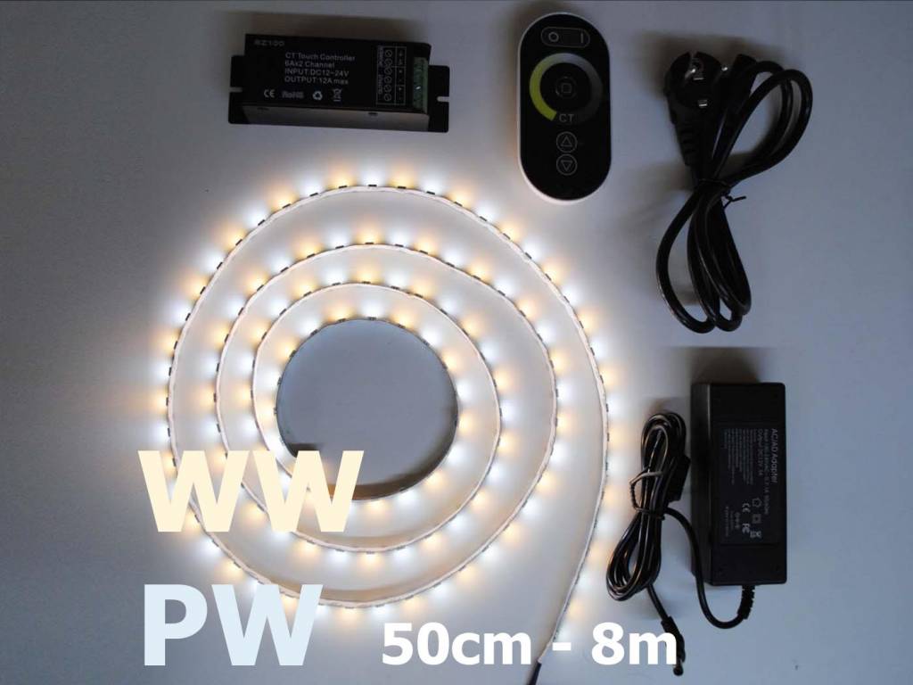 Weiß / Warm Weiß einstellbar 60 LED/m LED Streifen Set